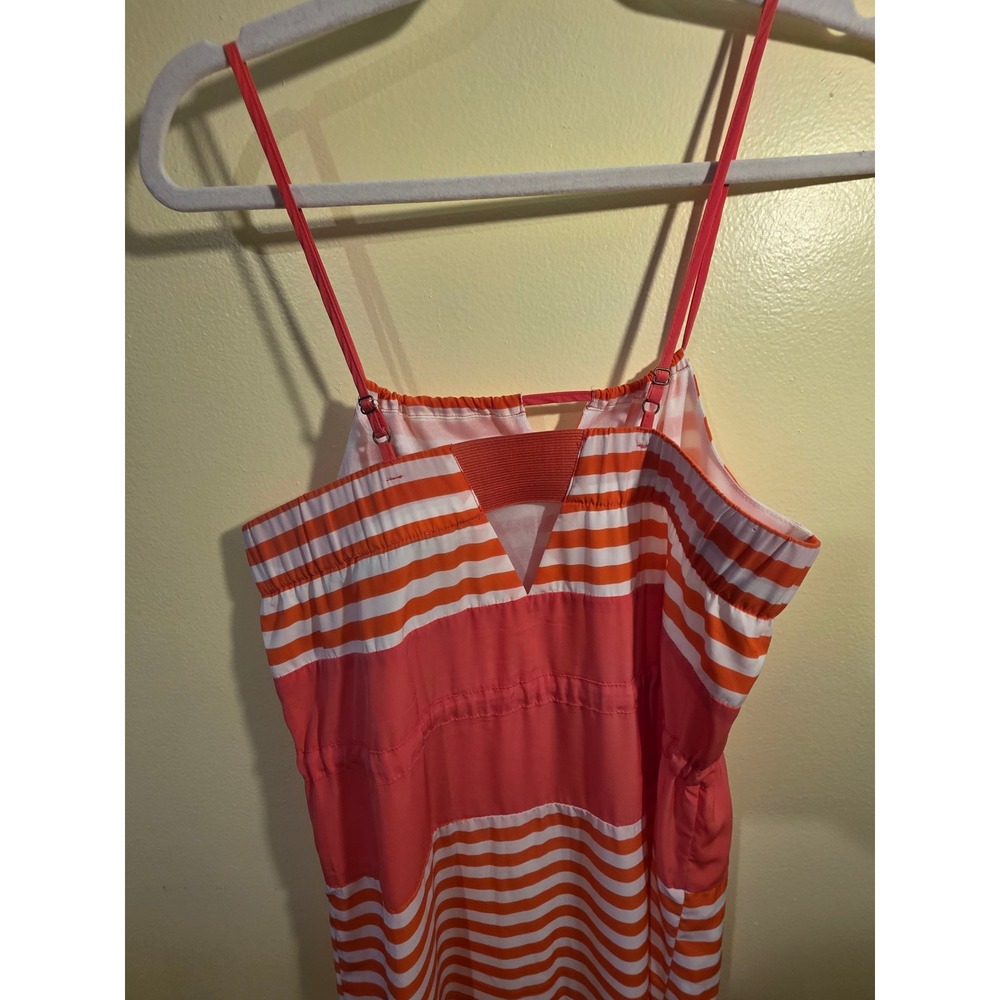 Romeo & Juliet Couture Coral White Striped Maxi Dress Medium Drawstring Waist - Picture 5 of 9